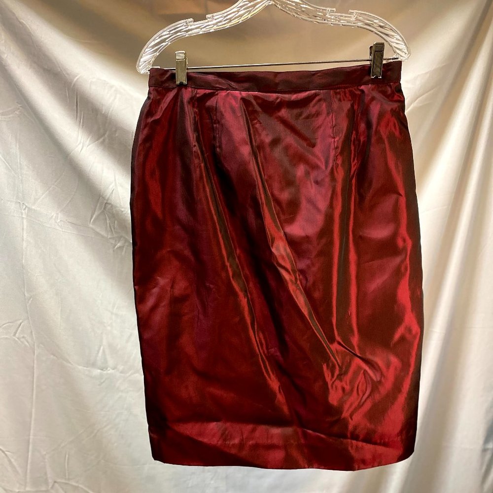 Shiny Deep Red Midi Skirt